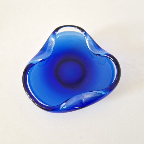 Image 1 of Murano Vintage bol bleu cobalt bol MCM cendrier
