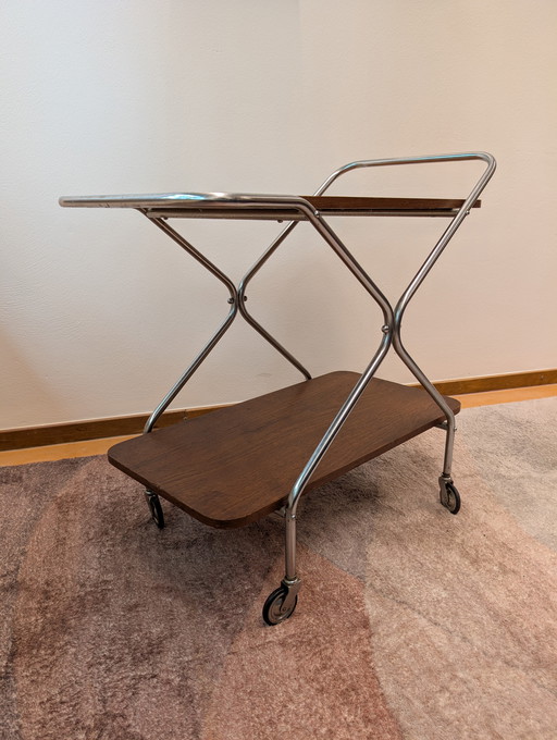 Chariot de service / chariot de bar vintage en teck au design scandinave