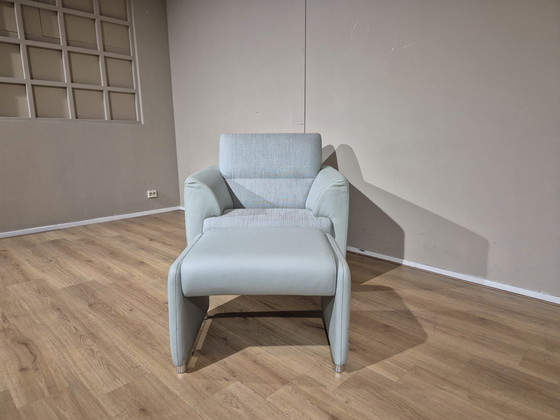 Image 1 of Ausstellungsraum - Montel Mondi Sessel + Hocker - Mint - Leder