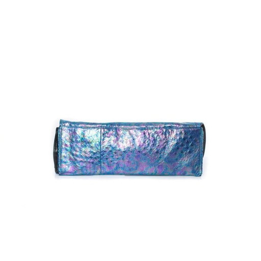 Maison Du Posh, Blaue Clutch aus Straußenleder