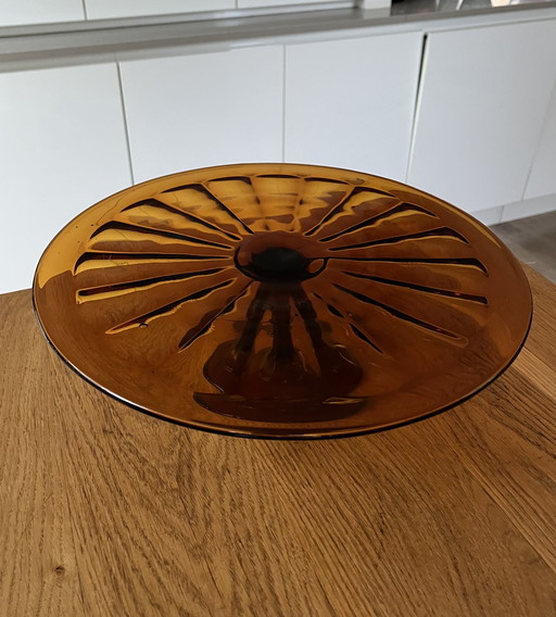 Art Deco amberkleurig taartplateau
