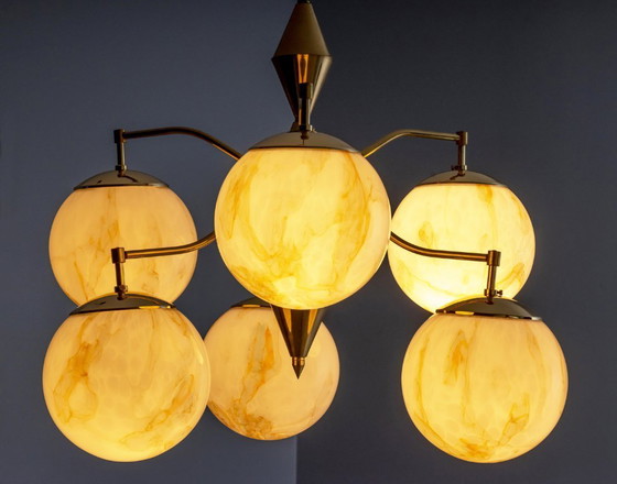 Image 1 of Vintage Marbled Glass Chandelier, 1960s–1980s, Czechoslovakia