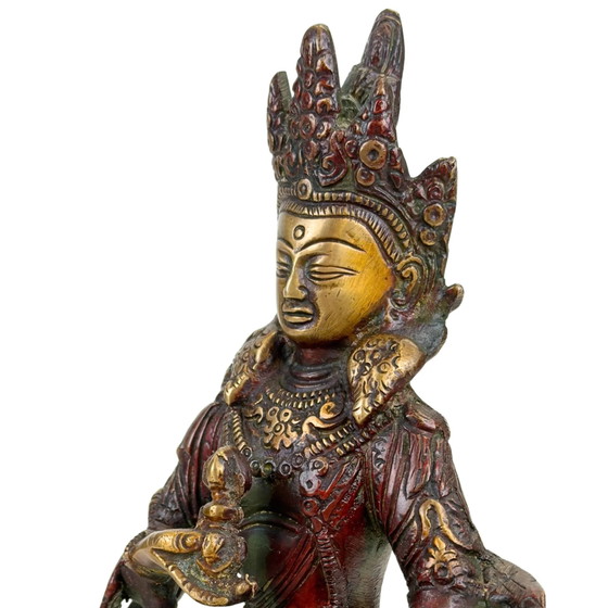 Tibetische Vajrasattva Bronze Himalaya Zweifarbige Patina Statue 22 cm – Bildhauerei (photo 10 of 10)
