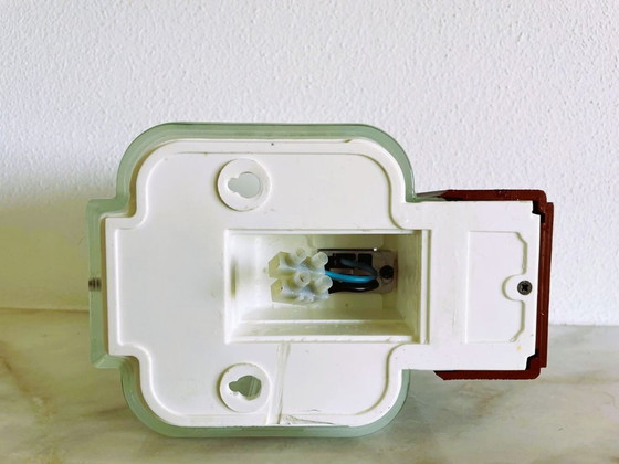 Image 1 of Glass and wood wall sconce light for bathroom or corridor 1990s