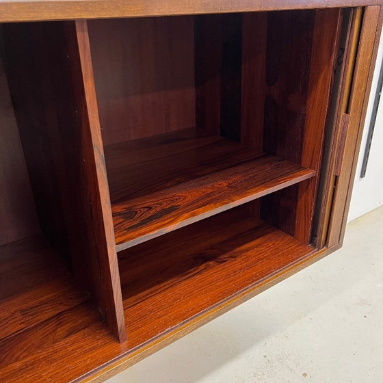 Image 1 of Rosewood Tambour Door Cabinet By Kai Kristiansen For Feldballes