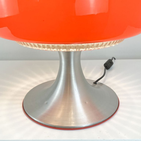 Image 1 of Table lamp, glass shade with aluminum base, 1970s