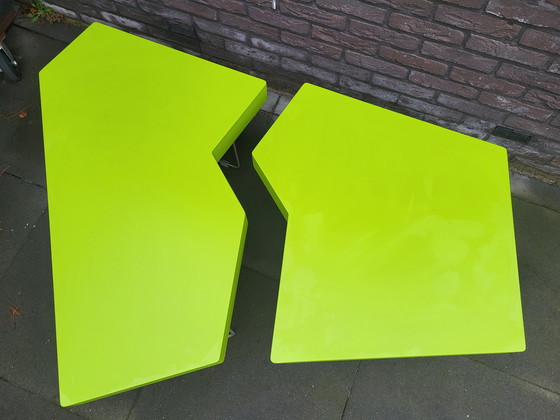 Image 1 of Leolux Piombo design coffee table, 2-piece, bright green.