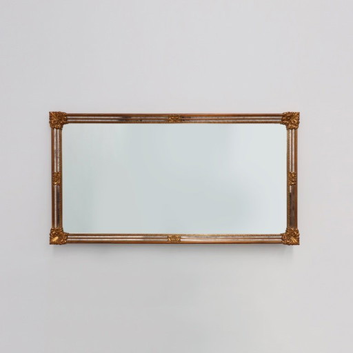 Grand miroir Deknudt rectangulaire doré de style baroque du 20e siècle, Belgique