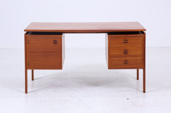 Image 1 of Vintage Teak Desk by Arne Vodder for GV Møbler | Mid - Century Drawers Work Desk Free Table Retro Design #06-38
