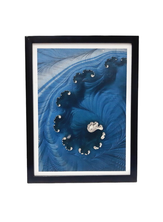 Image 1 of Art fluide abstrait encadré sur panneau de fibres