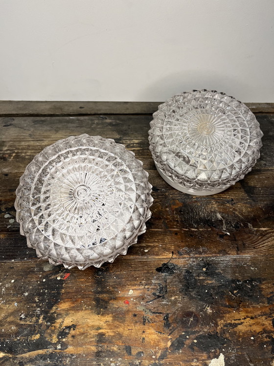 Image 1 of Vintage Set of 2 Crystal Ceiling Lamps