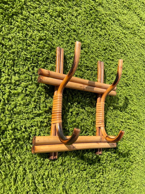 70s Vintage bamboe wand kapstok