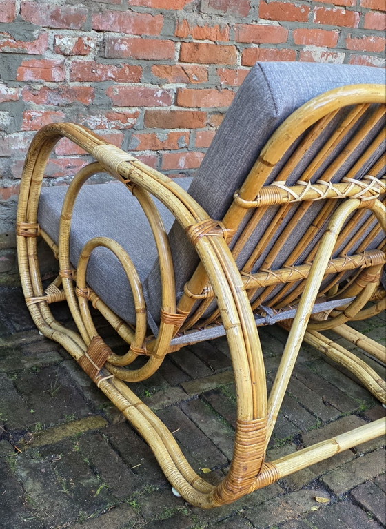 Twee vintage, design fauteuils van bamboe en rotan (photo 4 of 15)