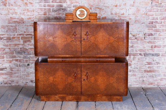 Restored Art Deco Table Clock, Made by UP Závody, Mahogany, Czech, 1920s – Glass, Wood (photo 3 of 17)