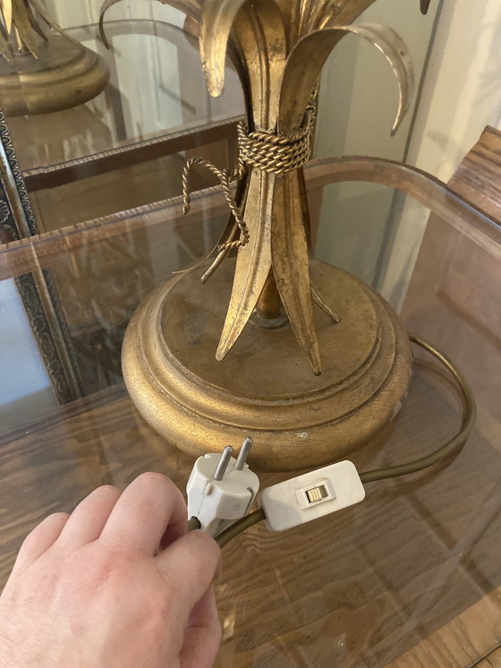 Image 1 of Lámpara de mesa original de Hans Kögl Weizengarbe, pátina Hollywood Regency