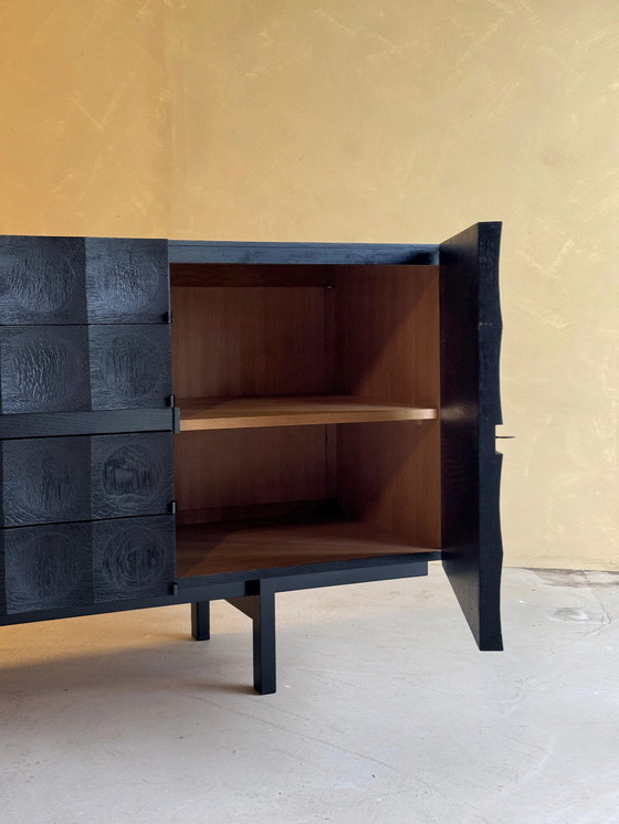 Image 1 of Brutalistisch dressoir in zwart gebeitst eiken van J. Batenburg voor MI België