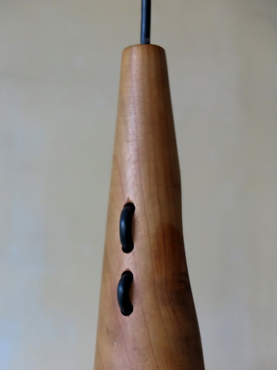 Mid-Century Glaslampe, Italien – Pendelleuchten, Holz, Mid Century Modern (photo 5 of 6)