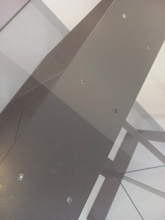 Image 1 of Vintage rectangular high table in glass and black metal from the 80s
