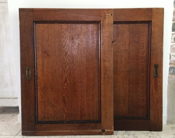Image 1 of Pair of Vintage Oak Sliding Doors France