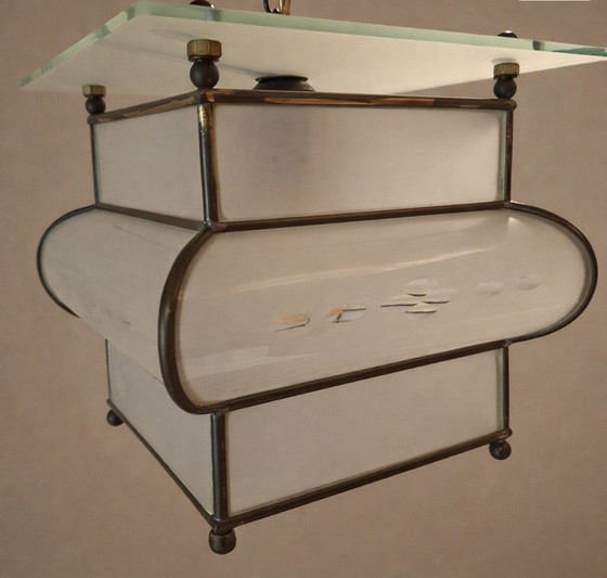 Hanging Ceiling light - Copper - Art Deco Amsterdam School., Amsterdamse school, Transparent (photo 15 of 15)