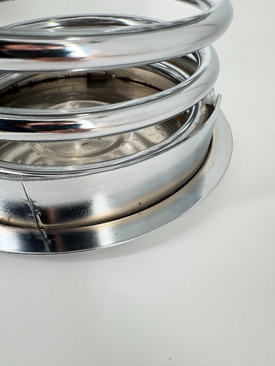 Porte-parapluies spirale vintage en chrome, Postmoderne / Space Age, Objets déco, Métal, Argenté (photo 12 sur 12)