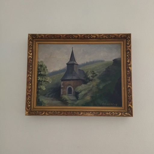 Painting. St Marguerite la Roche in the Ardennes.
