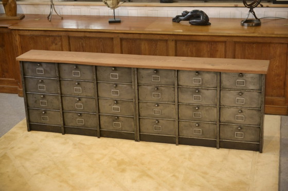 Image 1 of Strafor 6-column filing cabinet with oak top, 1950s