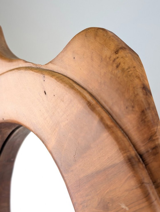 Image 1 of Biomorphic Wall Mirror in Solid Walnut, Organic Design, France, 1960s