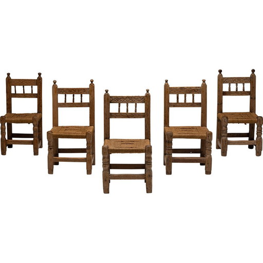 Vintage Rustic straw dining chairs, Spain