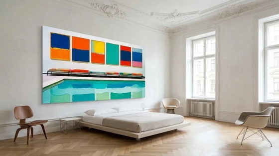 Image 1 of Bauhaus Pool – Hommage an Mark Rothko | Minimalistische XXL-Acrylglas-Kunst 170x100 cm