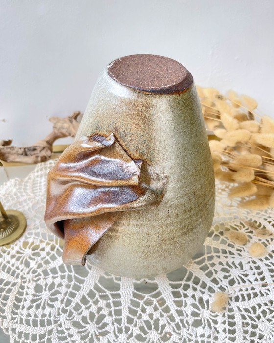 Vase Vintage en Grès avec Glaçure Effet Drapé (photo 14 of 14)