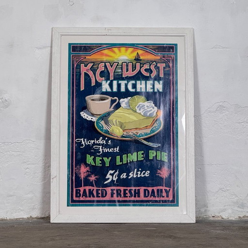 Póster de cocina de Key West, enmarcado – Arte de pared vintage