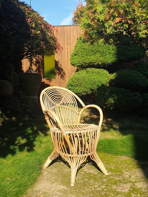 Sedia Rohé vintage in rattan, molto rara