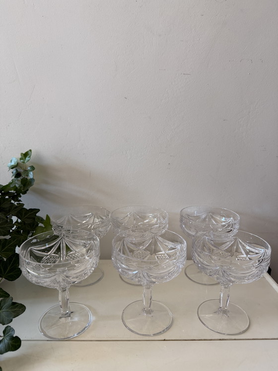 Image 1 of Set of 6 crystal coupe glasses
