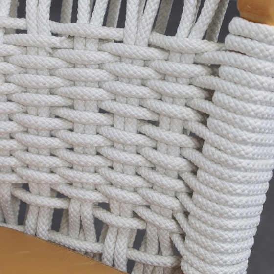 Image 1 of Handgefertigter italienischer Loungesessel von Driade aus Holz, Seil & Leder, Italien, 1990er