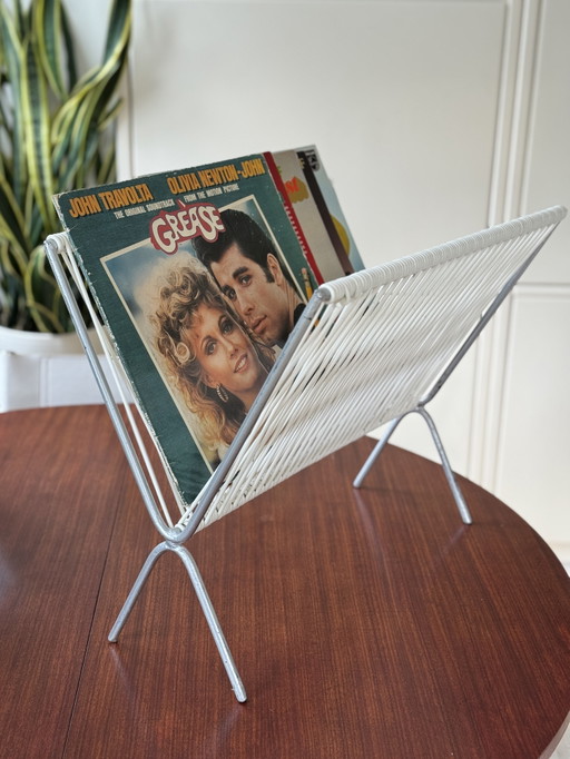 Revistero Spaghetti Vintage Soporte LP PVC Blanco Space Age – tijdschriftenrek, Metal, Plastic (photo 2 of 15)