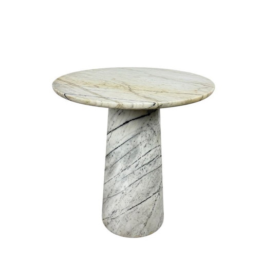 Table d'appoint vintage en marbre – table à piédestal sculpturale en pierre