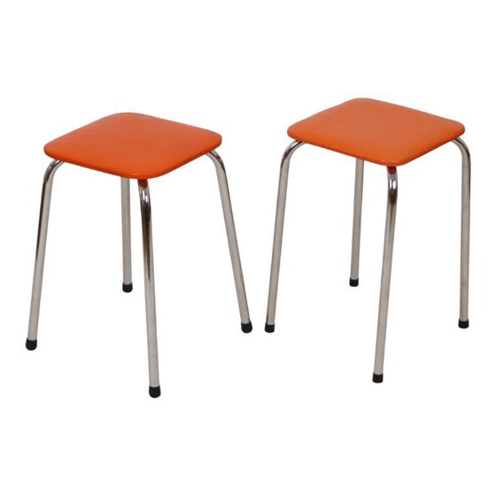 Image 1 of Set of 2 Orange Stools