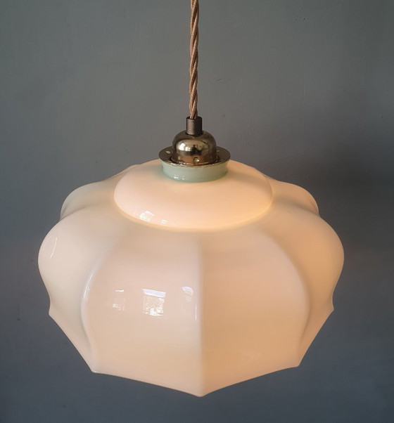Vintage Franse Hanglamp - Pastel Groen Opaline Glas – Hanglampen (photo 6 of 16)