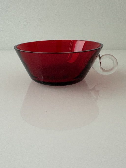 Lot de six tasses à thé vintage colorées des années 1950 – glazen karaffen, Glass (photo 2 of 12)