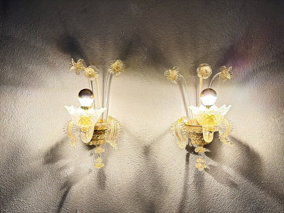Coppia di applique vintage in vetro di Murano – Metallo (photo 5 of 12)