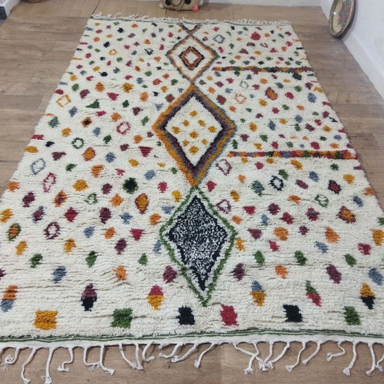 Image 1 of Tappeto Azilal berbero marocchino – 300 x 196 cm – Lana naturale – Design geometrico colorato