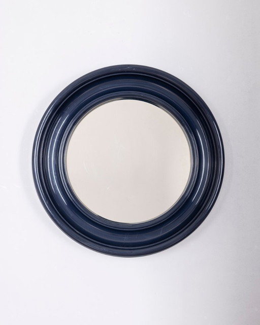 Vintage 1970s Italian Design Blue Plastic Wall Mirror – spiegels