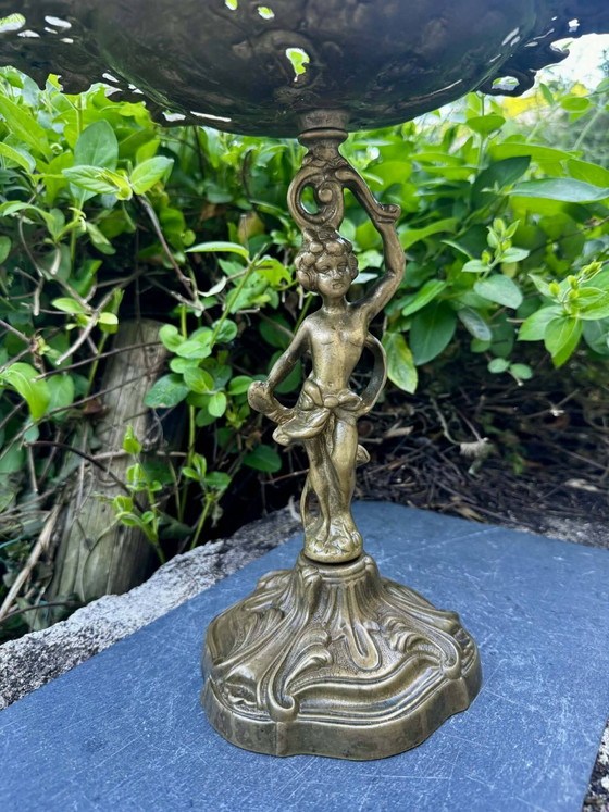 Large bronze fruit bowl from the 19th century. – Brass, Art Nouveau (photo 3 of 12)