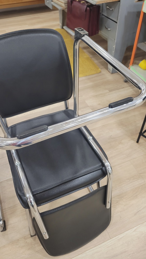 Image 1 of 6 chaises chrome et simili