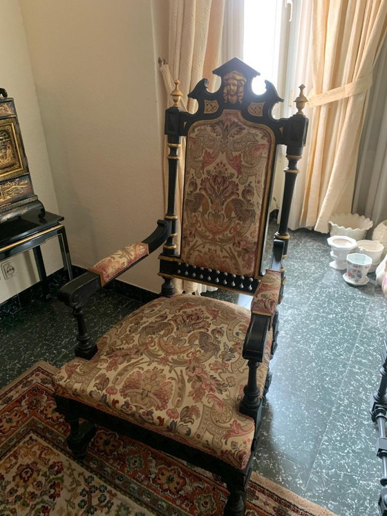 Ebonized and Gilded Historicist Armchair – Dining chairs, Wood (photo 4 of 7)