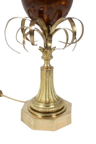 Image 1 of Maison Charles: Lampada a forma di uovo in resina frattale e bronzo, circa 1970