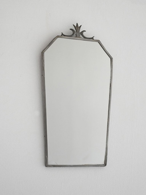 Specchio scandinavo Art Déco del 1931 in stagno inciso