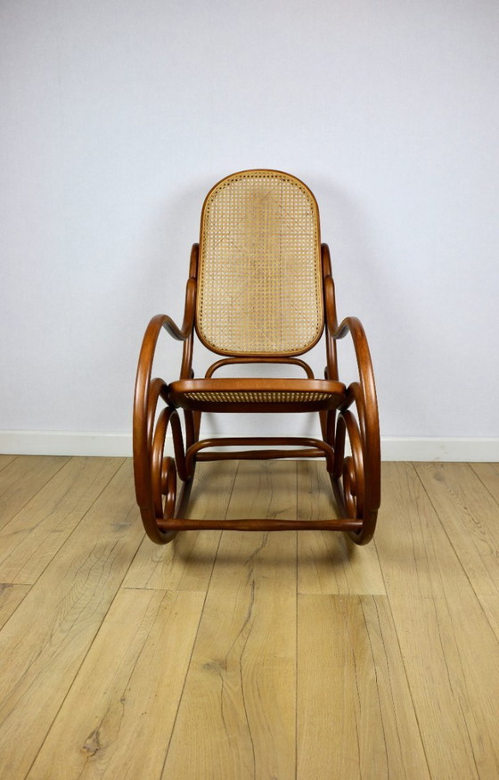 Image 1 of Rocking chair on runners, original light brown, 1970s - perfect like new