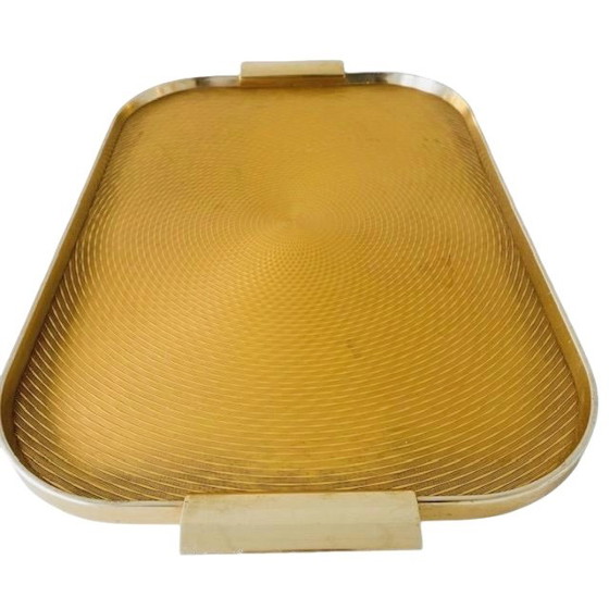 Image 1 of Hollywood Regency gold colored tray Kaymet 1960's
